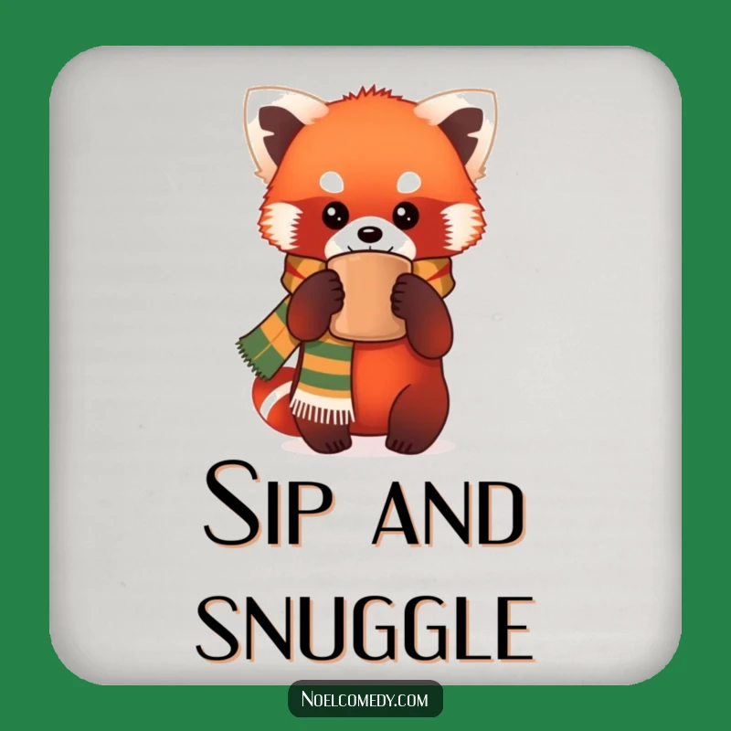 Funny Red Panda Coaster: Festive Scarf Protection for a Hilarious Gift