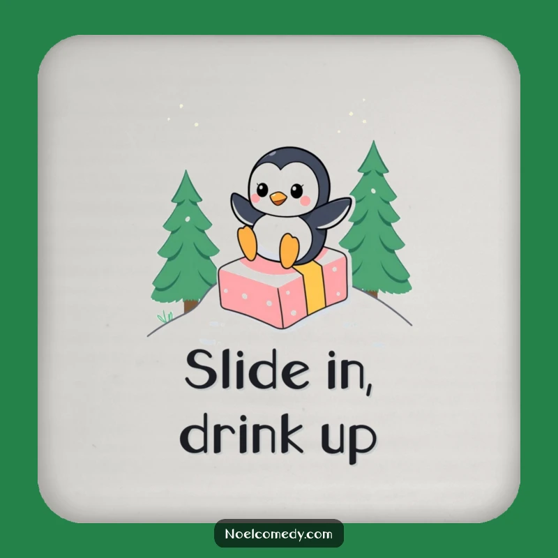 Funny Penguin Gift Coaster: Protect Surfaces with Hilarious Winter Charm