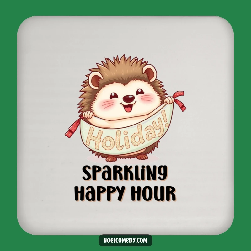 Funny Hedgehog Coasters: Glittery Banners for Table Protection