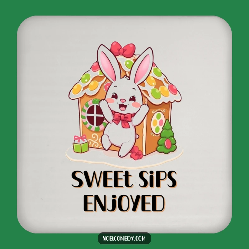 Funny Bouncing Bunny Gingerbread Coaster Set: Baker's Festive Protection for a Charming Gift