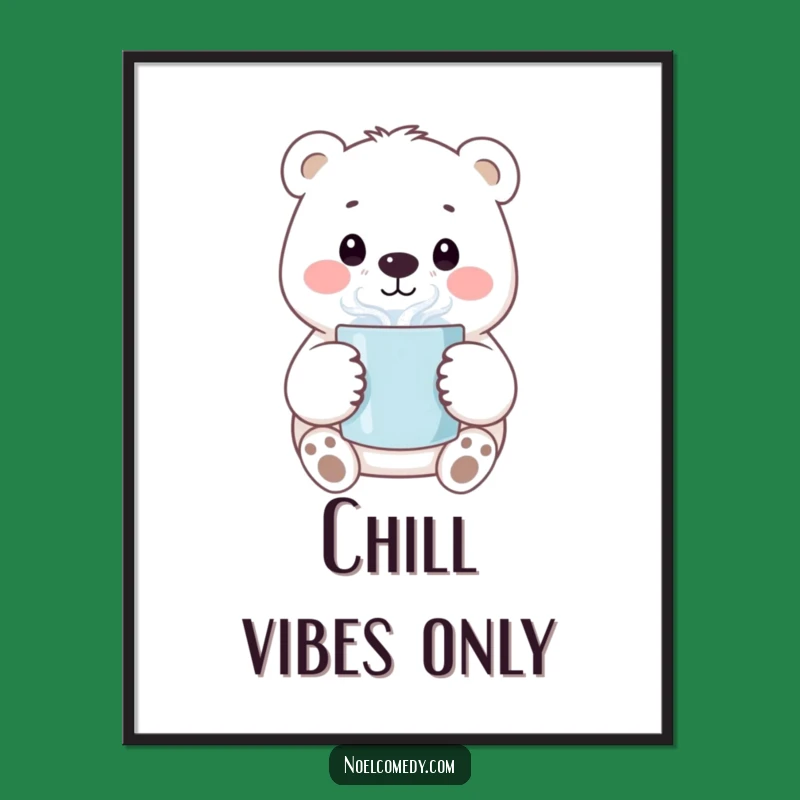 Funny Polar Bear Poster: Arctic Smiles, Whimsical Comedic Gift for Wall Decor