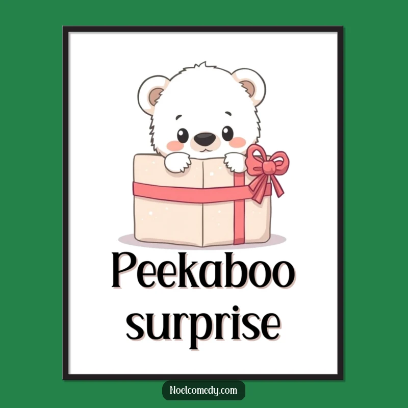 Funny Bear Cub Poster: Curious Peek Art, Hilarious Wall Decor & Gift for Animal Fans