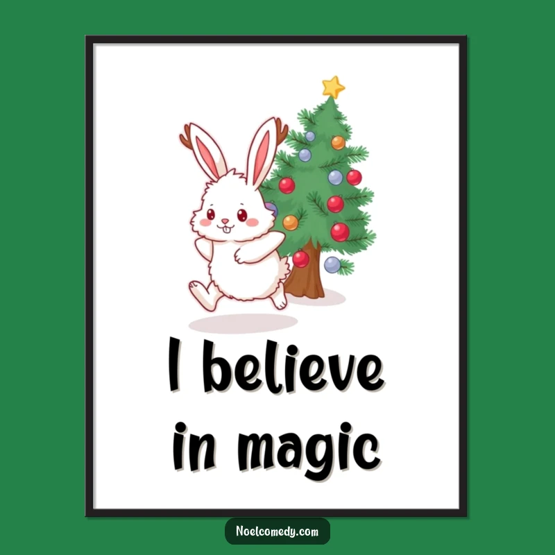Funny Bunny Antlers Poster: Whimsical Christmas Art for Festive Walls
