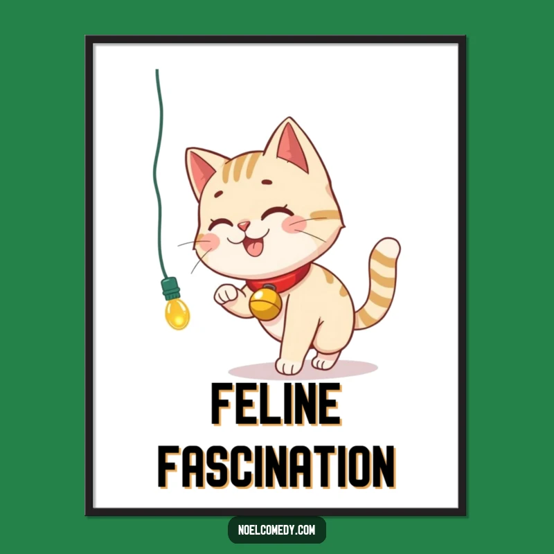 Funny Cat Christmas Poster: Smiling Chase Art Print