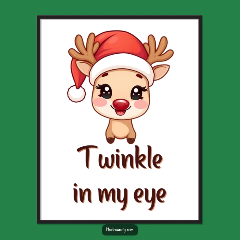 Funny Joyful Reindeer Poster: Festive Wall Art, Whimsical Funny Gift