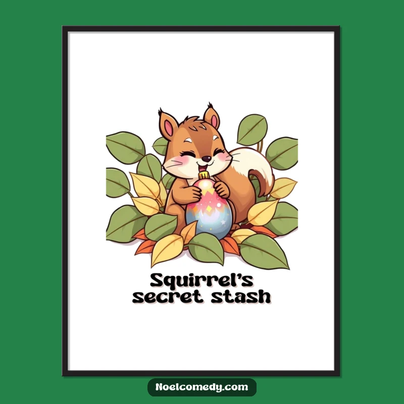Funny Squirrel Christmas Poster: Giggling Holiday Art Print
