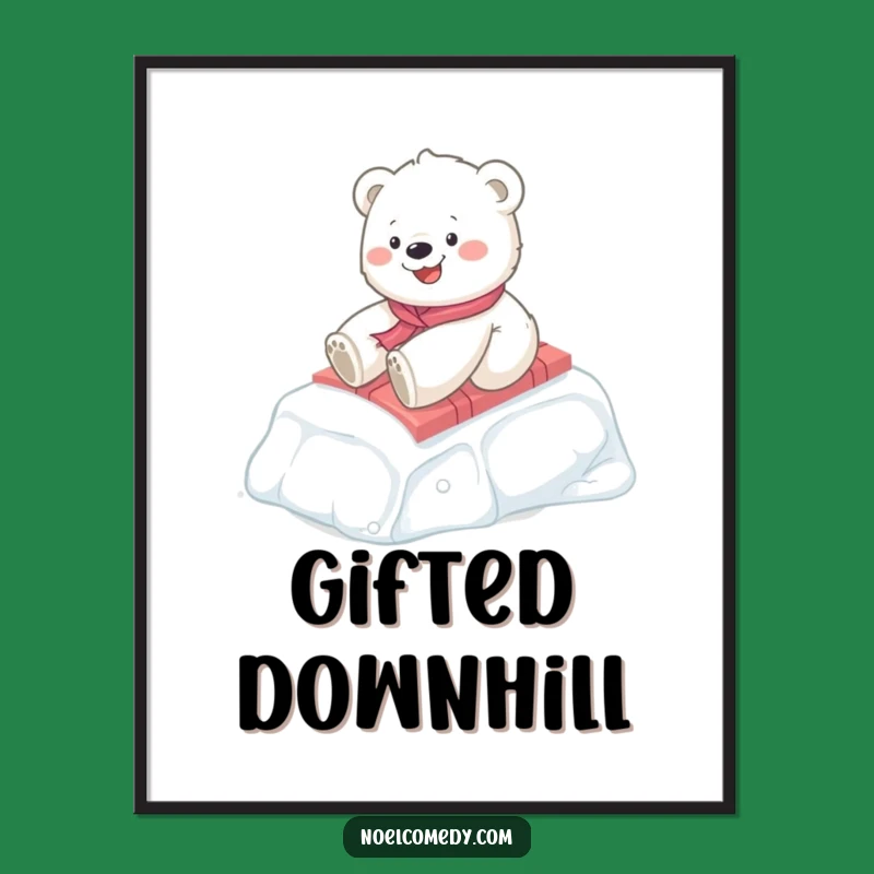 Funny Polar Bear Cub Poster: Winter Delight Art, Ideal Funny Gift