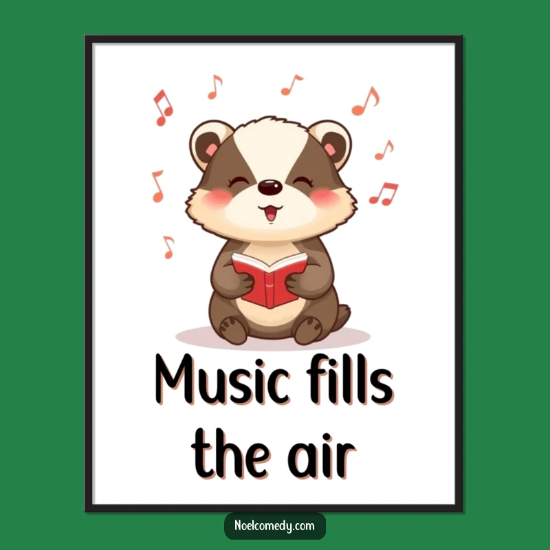 Funny Badger Carol Poster: Musical Holiday Art, Festive Badger Decor Gift