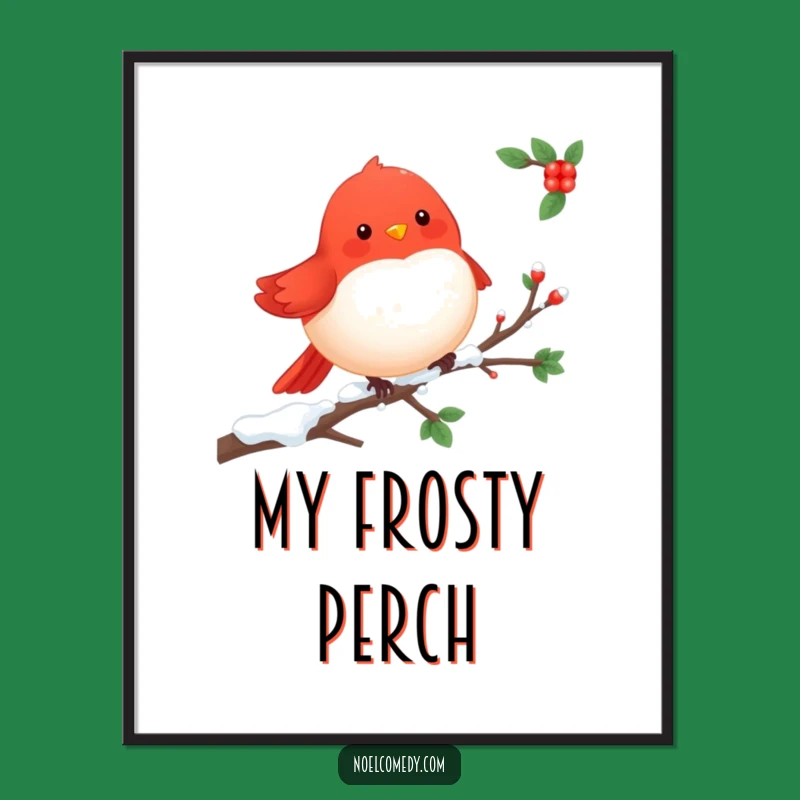 Cheerful Robin Poster: Charming Winter Bird Art for Cozy Home Decor