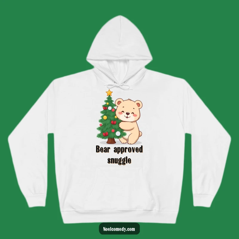 Funny Bear Hugging Tree Hoodie: Cozy Cub's Festive Comfort for a Warm Gift