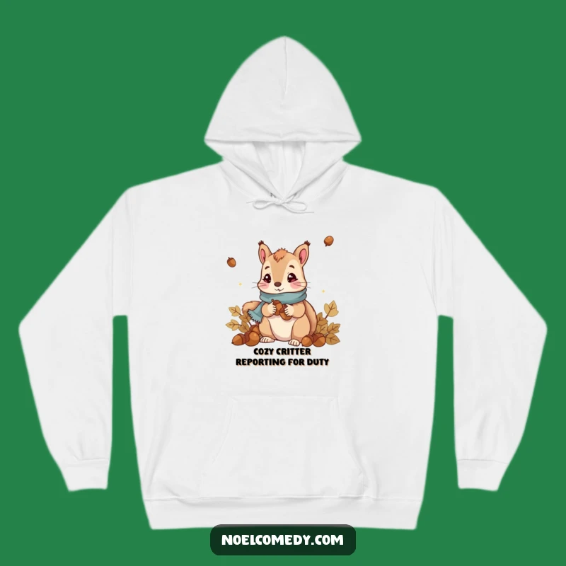Funny Squirrel Hoodie: Cozy Acorn Collector with Scarf, Warm & Cute Gift