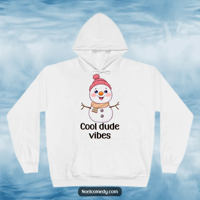 Funny snowman hoodie featuring a joyful character with a carrot nose, designed for ultimate winter warmth and cheer.