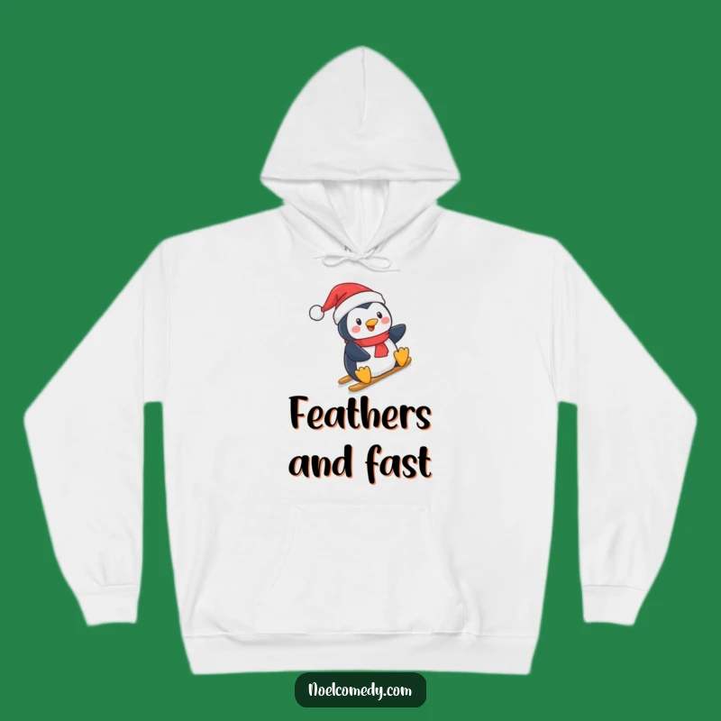 Funny Penguin Hoodie: Cozy Santa Hat Slider, Warm & Humorous Holiday Gift for Winter Fun