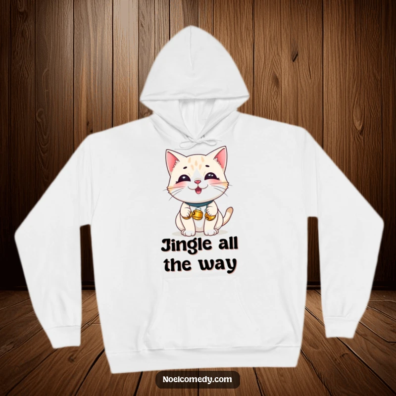Funny Hoodie: A giggling cat wearing tiny jingle bells, offering cozy comfort and a touch of playful, hilarious charm.