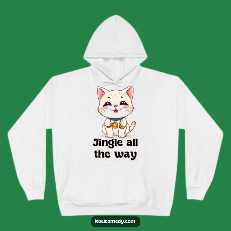 Funny Giggling Cat Jingle Bells Hoodie - Cozy, Hilarious Cat Lover's Gift