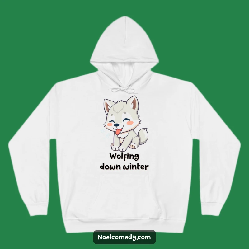 Funny Wolf Pup Snowflakes Hoodie: Cozy Pup's Winter Warmth for a Snug Gift