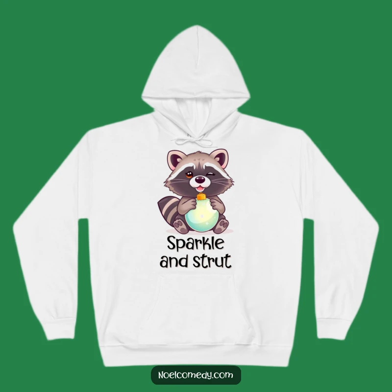 Funny Winking Raccoon Ornament Hoodie: Cozy Critter's Holiday Warmth for a Comfy Gift