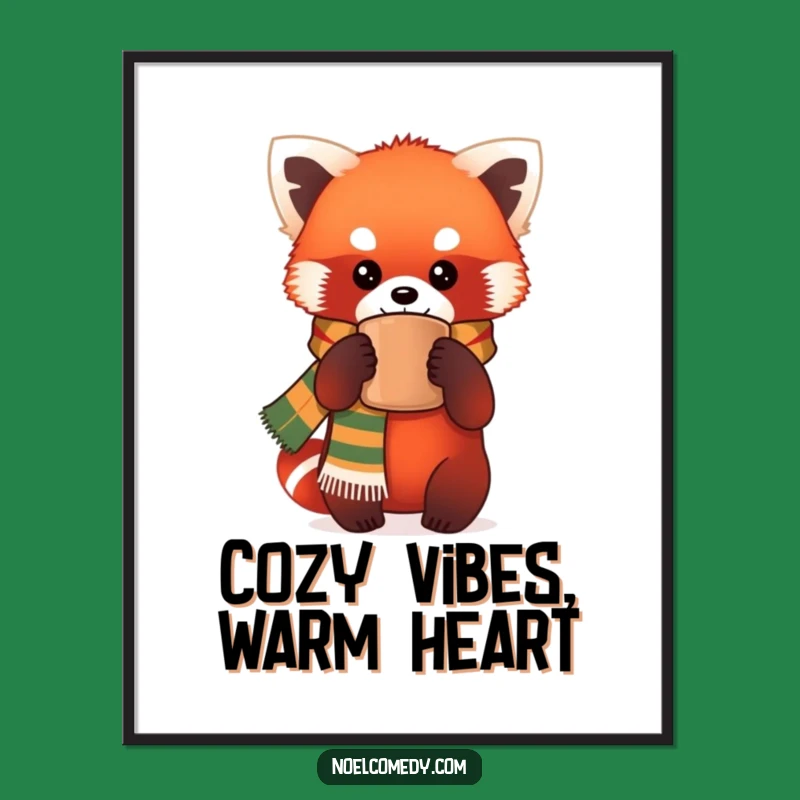 Funny Free Printable Red Panda Art: Cozy Scarf Mug Downloadable Decor