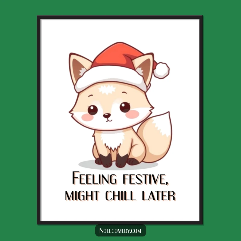 Free Printable Fox Art: Funny Santa Hat Downloadable Decor