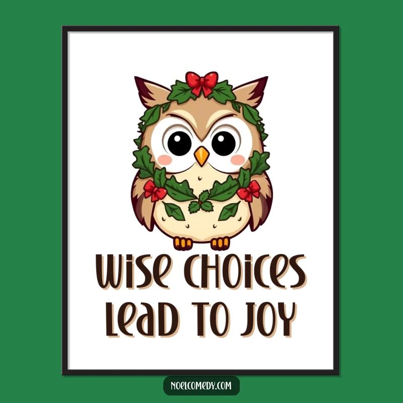Free Printable Funny Owl Wall Art - Festive Wreath Downloadable Decor!