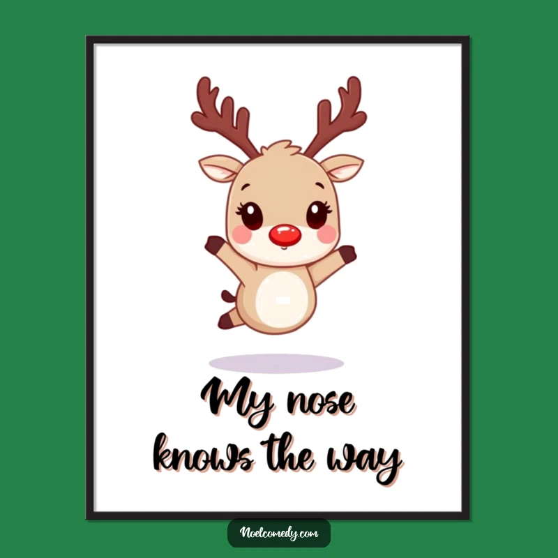 Free Printable Reindeer Art: Funny Glowing Nose Downloadable Decor