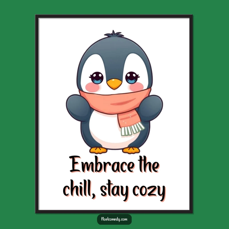 Funny Free Printable Wall Art: Cozy Penguin Pal - Downloadable Cute Decor