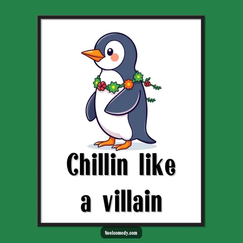 Funny Free Printable Wall Art: Strutting Penguin Garland, Downloadable Decor for Festive Vibes