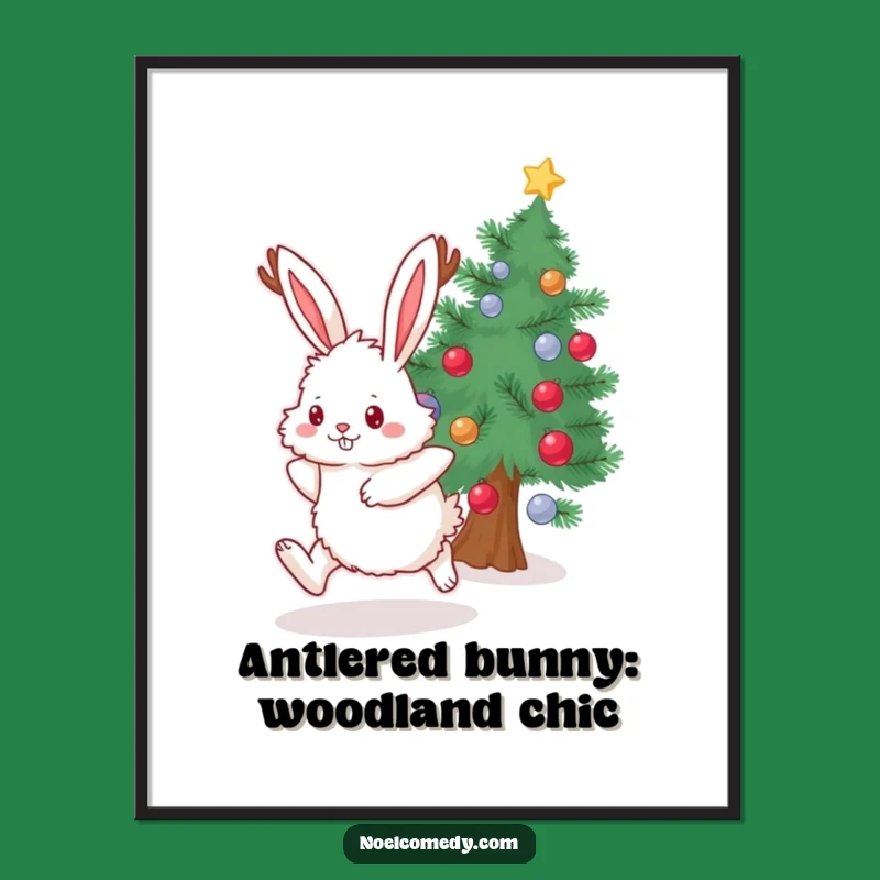 Funny Free Printable Wall Art: Whimsical Antlered Bunny, Hilarious Downloadable Decor For Your Home