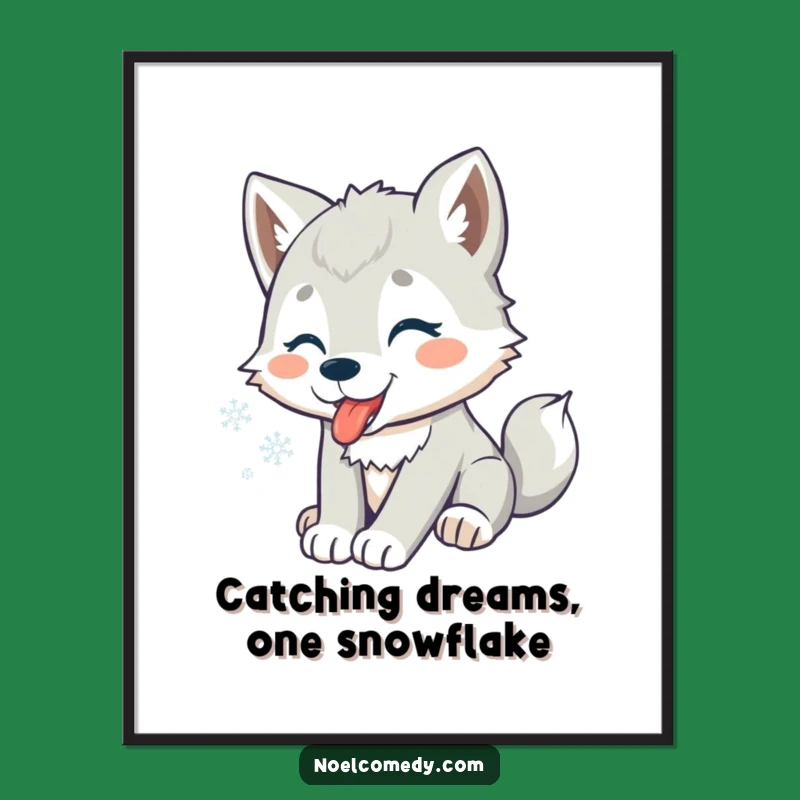 Funny Free Printable Wall Art: Wolf Pup Snowflakes - Humorous Downloadable Decor