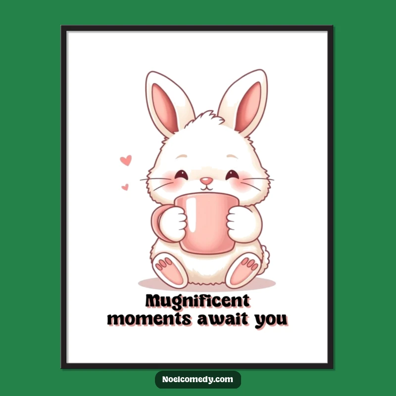 Free Printable Wall Art: Bunny with Mug, Humorous Downloadable Decor