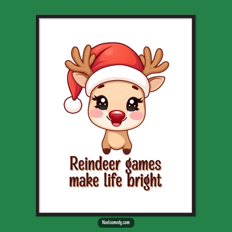 Funny Free Printable Wall Art: Joyful Reindeer, Unique Downloadable Holiday Decor
