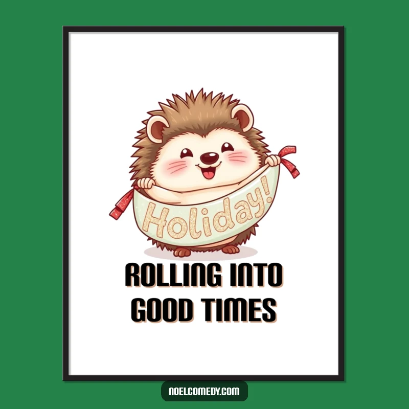 Funny Free Printable Wall Art: Hedgehog Glitter Banner, Downloadable Decor for Festive Homes