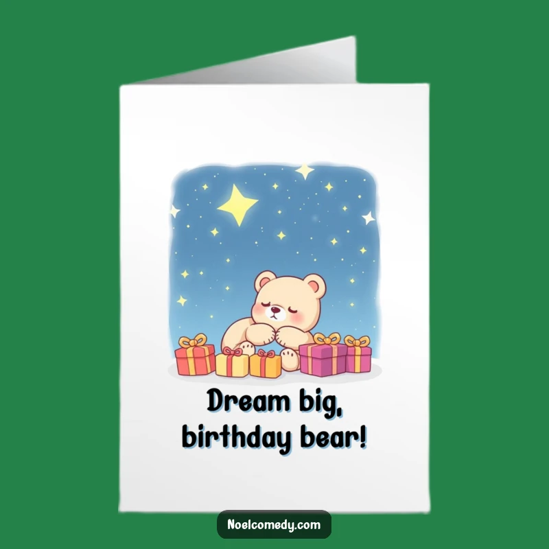Free Printable Bear Cub Birthday Card: Dreamy Presents Downloadable Gift