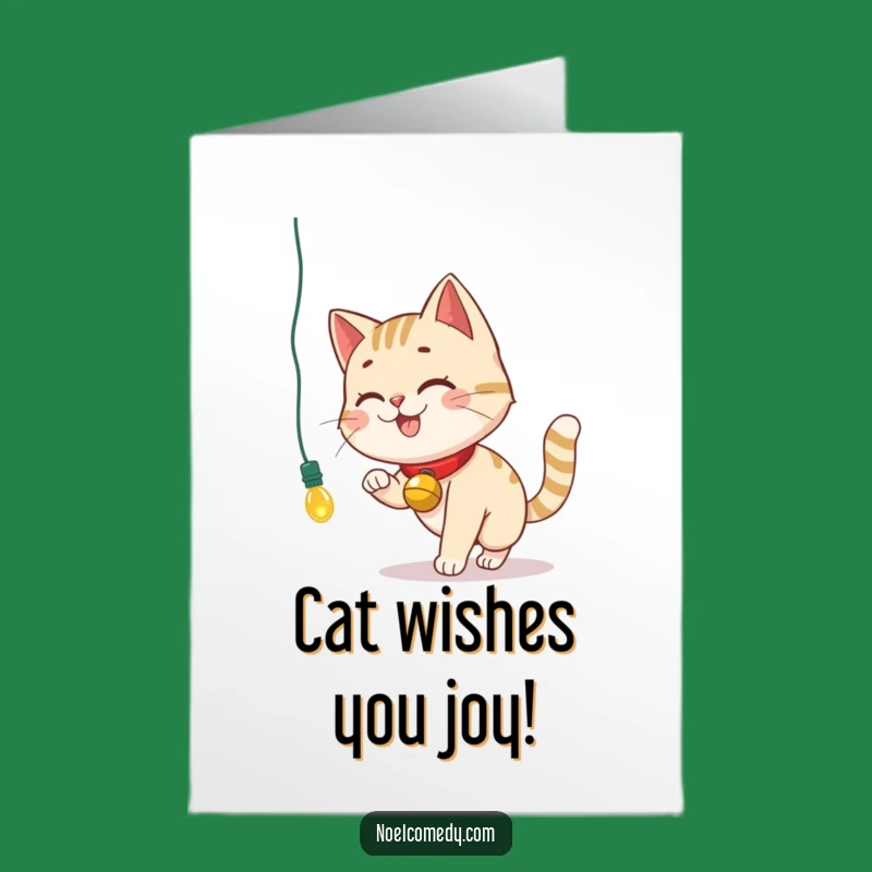 Free Printable Birthday Card: Cat Chasing Light, Funny Downloadable Gift For Cat Lovers