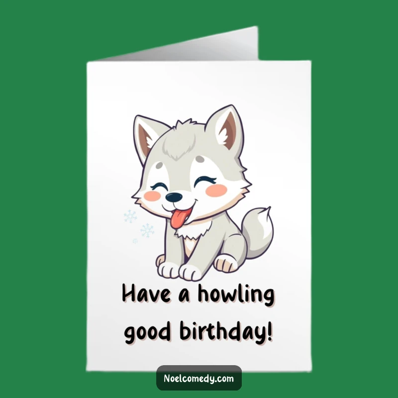Free Printable Birthday Card: Funny Wolf Pup Snowflakes - Hilarious Downloadable Gift