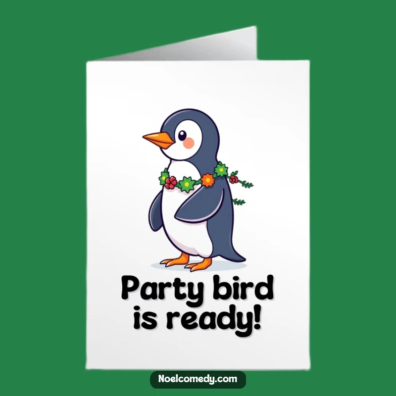 Free Printable Birthday Card: Strutting Penguin Party Vibe, Funny Downloadable Gift