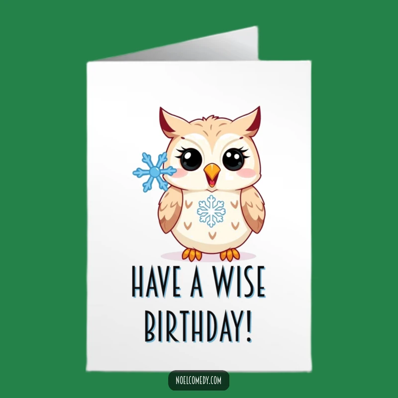Free Printable Birthday Card: Happy Owl Hooting Snowflake For Winter Wishes Downloadable Gift
