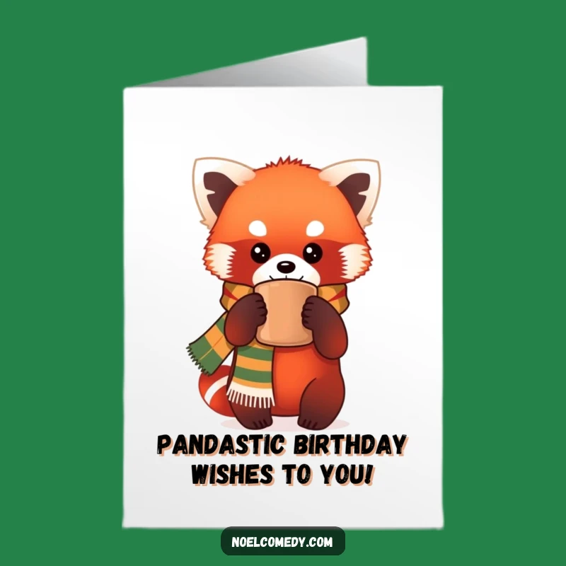 Free Printable Red Panda Birthday Card: Funny Scarf Mug Downloadable Gift