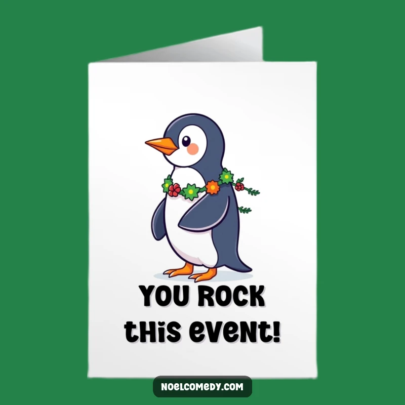 Free Printable Congrats Card: Penguin's Festive Flair, Funny Downloadable Gift for Celebrations