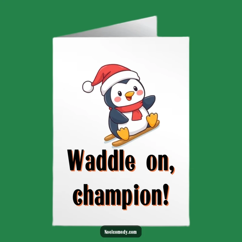 Free Printable Congrats Card: Penguin's Snowy Slide to Victory!