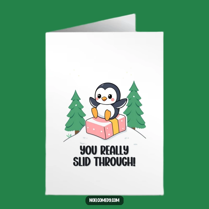 Free Printable Congrats Card: Penguin Sliding Gift, Joyful Downloadable Gift