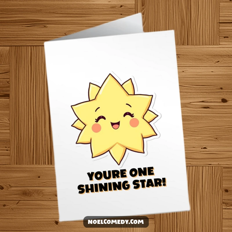 Radiant Free Printable Congrats Card: A bright, happy star character celebrating a momentous occasion with joy.
