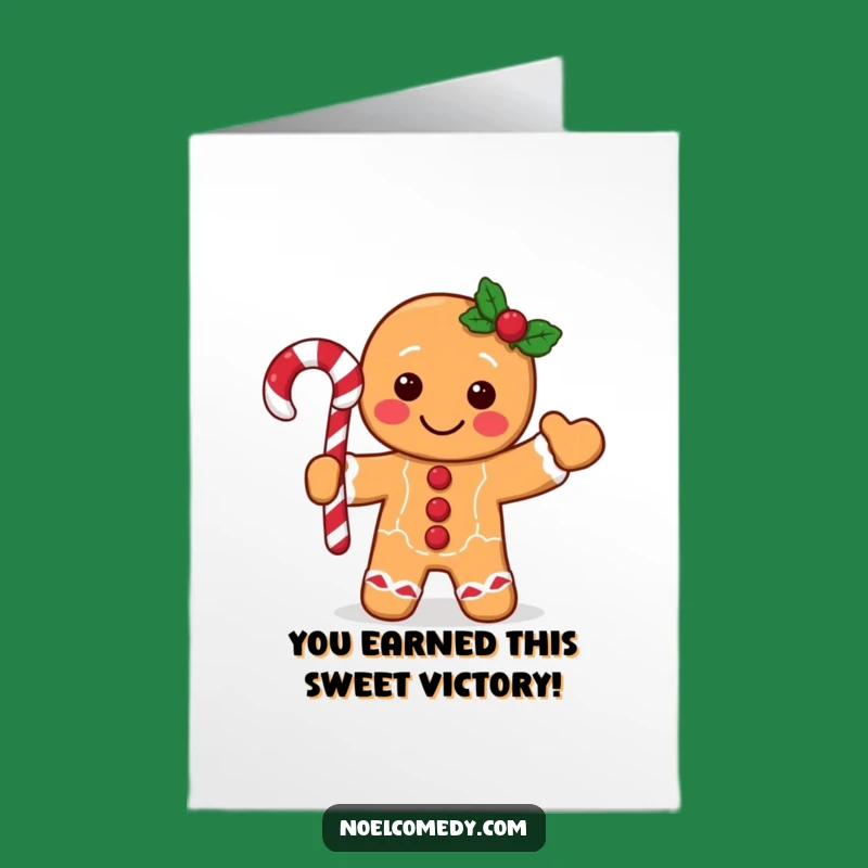 Free Printable Gingerbread Man Congrats Card - Waving Candy Cane Fun!