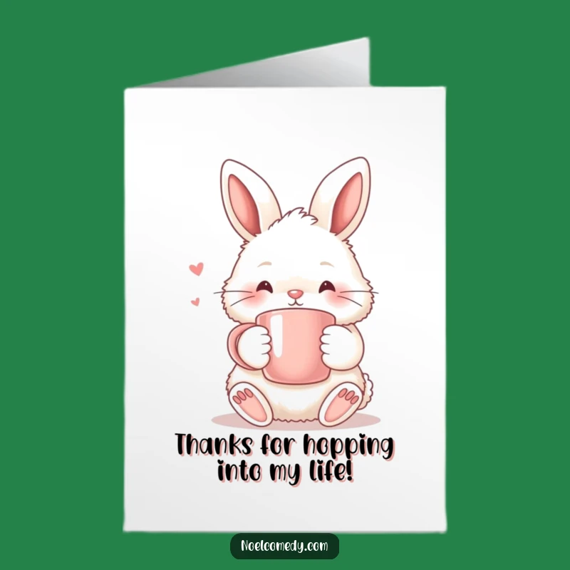 Free Printable Thank You Card: Bunny with Mug, Funny Downloadable Gift