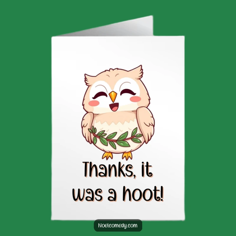 Free Printable Thank You Card: Owl's Grateful Hoot - Forest Friend Gift