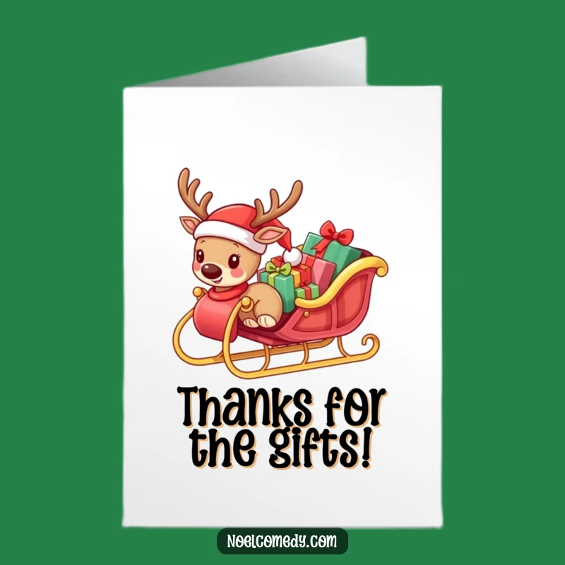 Free Printable Thank You Card: Reindeer's Gift Sleigh of Thanks - Printable Gift