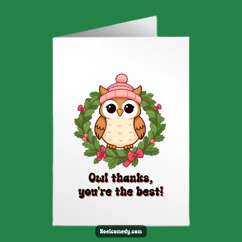 Thank You Free Printable Card: Cheerful Owl Wreath, Instant Download, DIY Gift