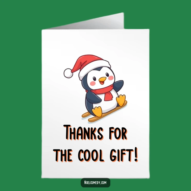 Free Printable Thank You Card: Penguin's Merry Sledding Thanks!