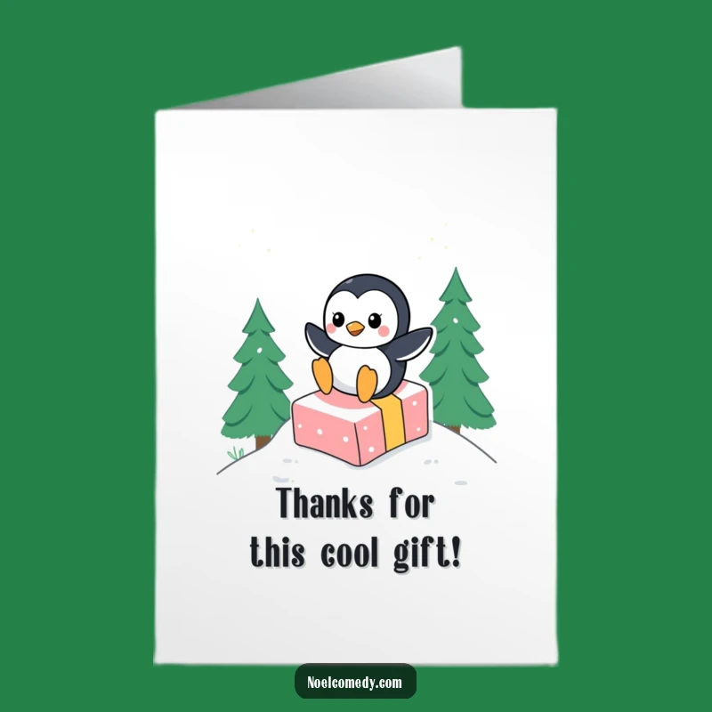 Free Printable Thank You Card: Penguin Sliding Gift, Cute Downloadable Gift