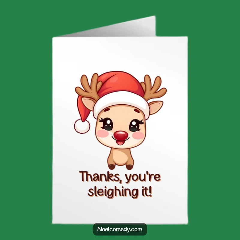 Free Printable Thank You Card: Jolly Reindeer, Perfect DIY Holiday Gift